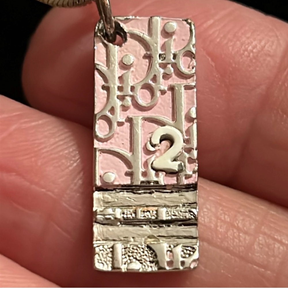 Dior Trotter Silver and Pink Pendant Necklace